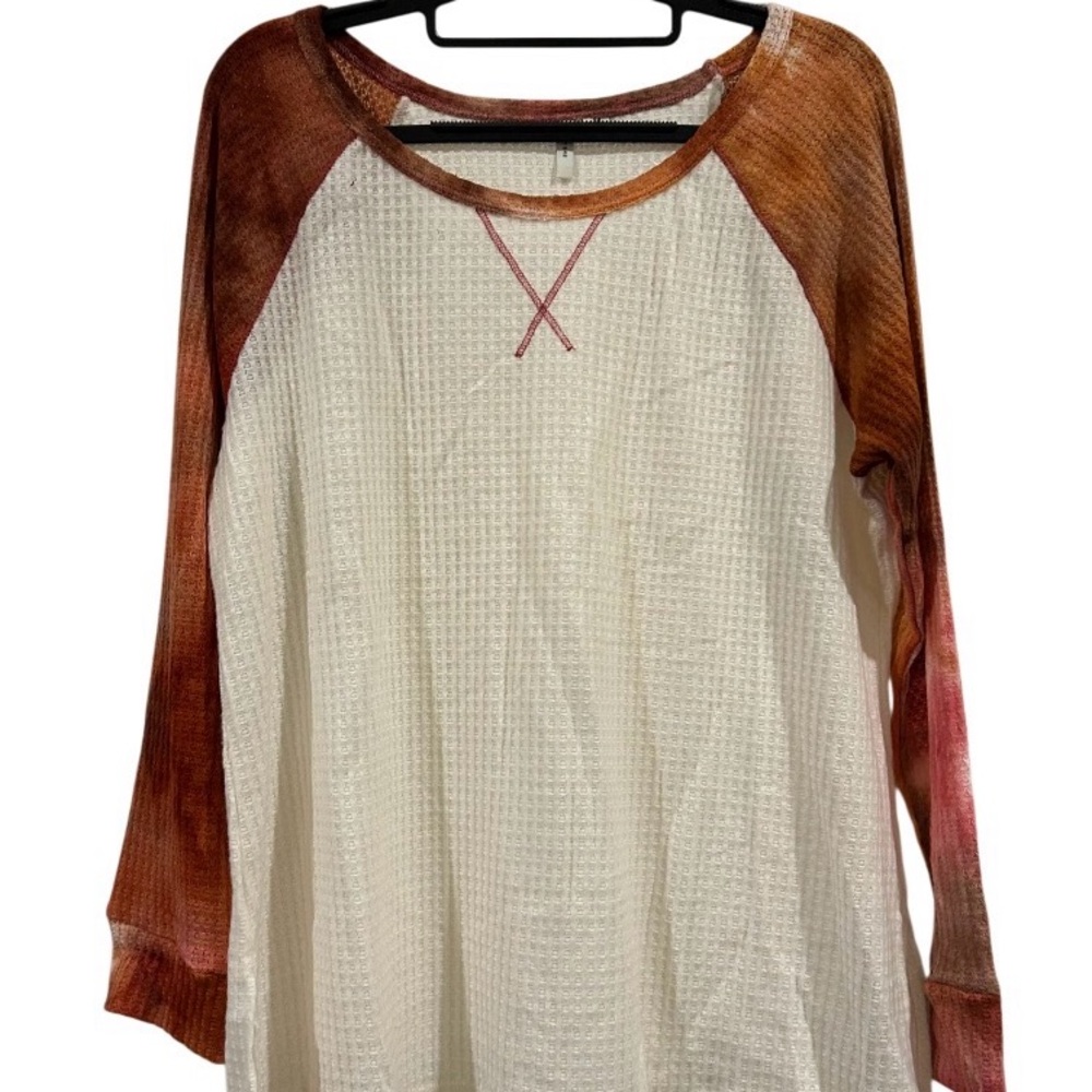 Established 1846 brand Women's White and Brown Raglan Sleeve Top - Picture 3 of 4